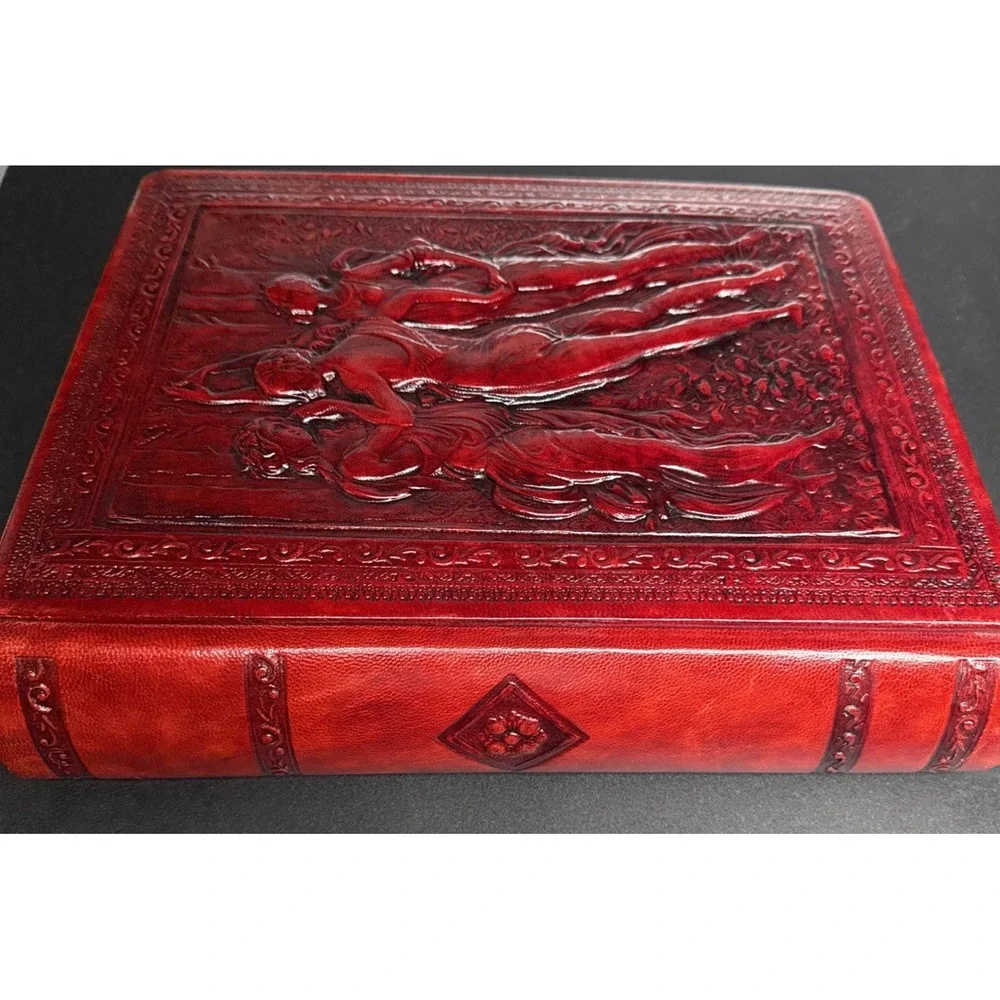 Vtg Three Graces Leather Journal Scrapbook Handmade in Italy 12 